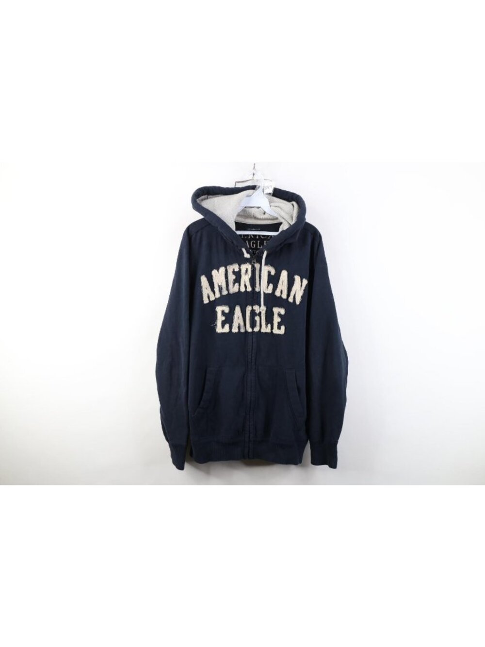 Vtg Y2K American Eagle Outfitters Mens L Faded Heavy Full Zip Hoodie Sweatshirt